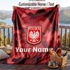 Flannel Blanket Poland Football Print Custom Name Text Soft Throw for Sofa Bed