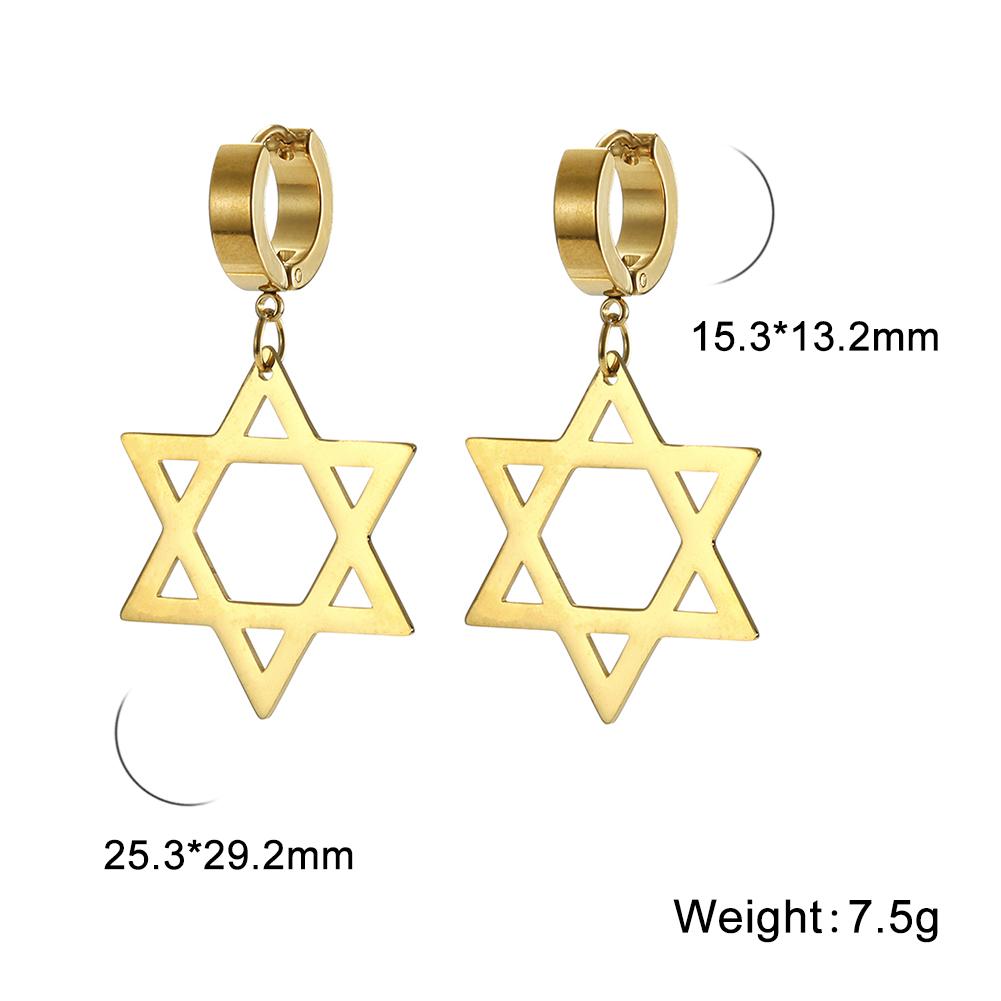 Dawapara Star of David Earrings Drop Dangle Hoop Earrings for Women Je Jewelry Hanukkah Gift Stainless Steel