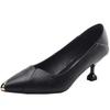 High Heel Single Shoes Women'S Year Stiletto Professional Black Soft Leather Women'S Shoes Pointed Work Shoes With Skirt Leather Shoes