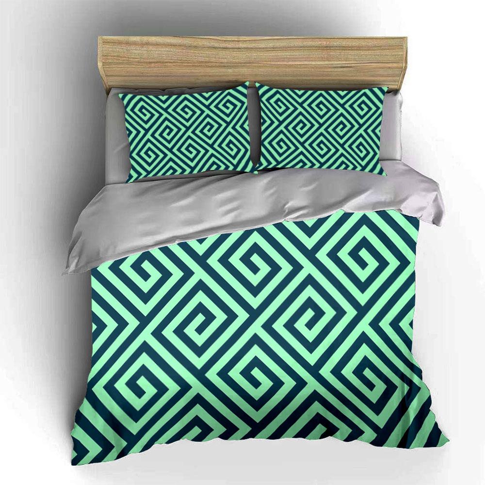 Geometric Diamond Spiral Pattern Bedding Set For Kids Luxury Gift 3Pcs Digital Print Comforter Set Soft Comfortable Breathable
