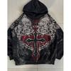 Skull 3D Print Zip-Up Hoodie Men Women Casual Hip Hop Loose Fit Sweatshirt