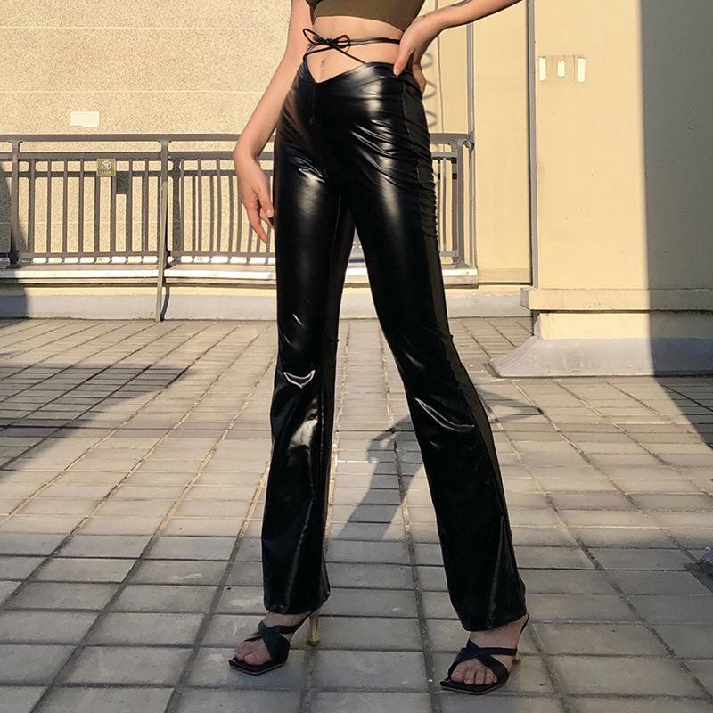 Sexy Donne Autunno Ecopelle Pantaloni Dritti Vita Alta Tasca Pantaloni  Larghi acquista in modo economico — spedizione gratuita, recensioni reali  con foto — Joom
