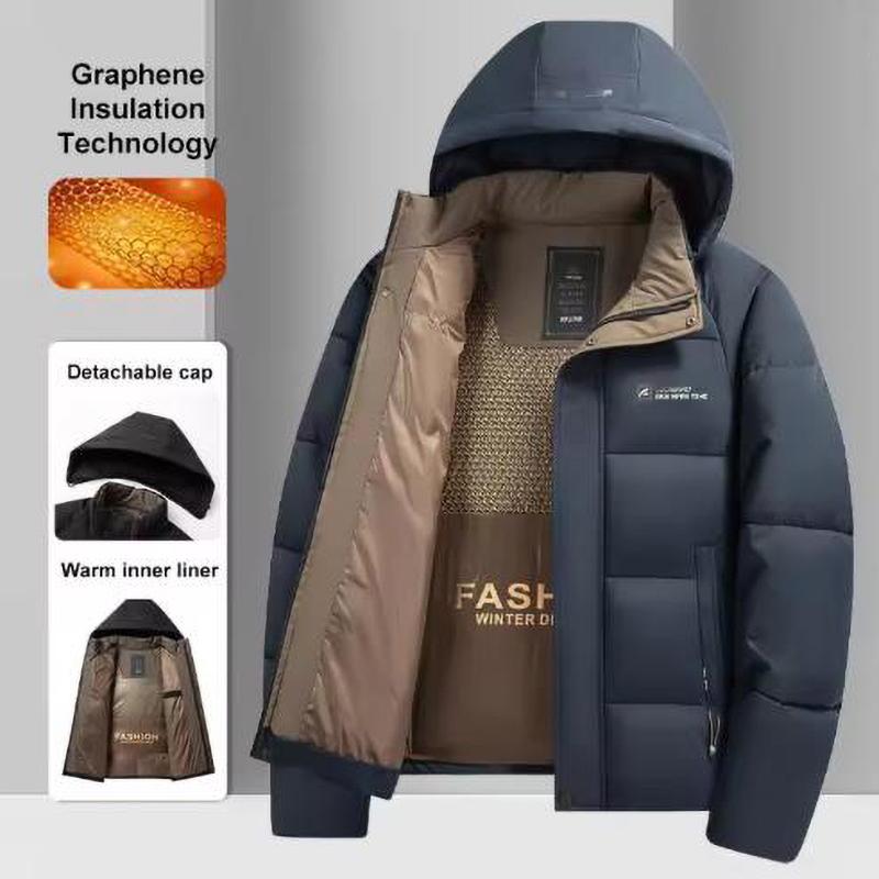 Warm Windproof Jacket Men Winter Fashion Comfortable Thickened Outdoor Hooded Overcoat Casual