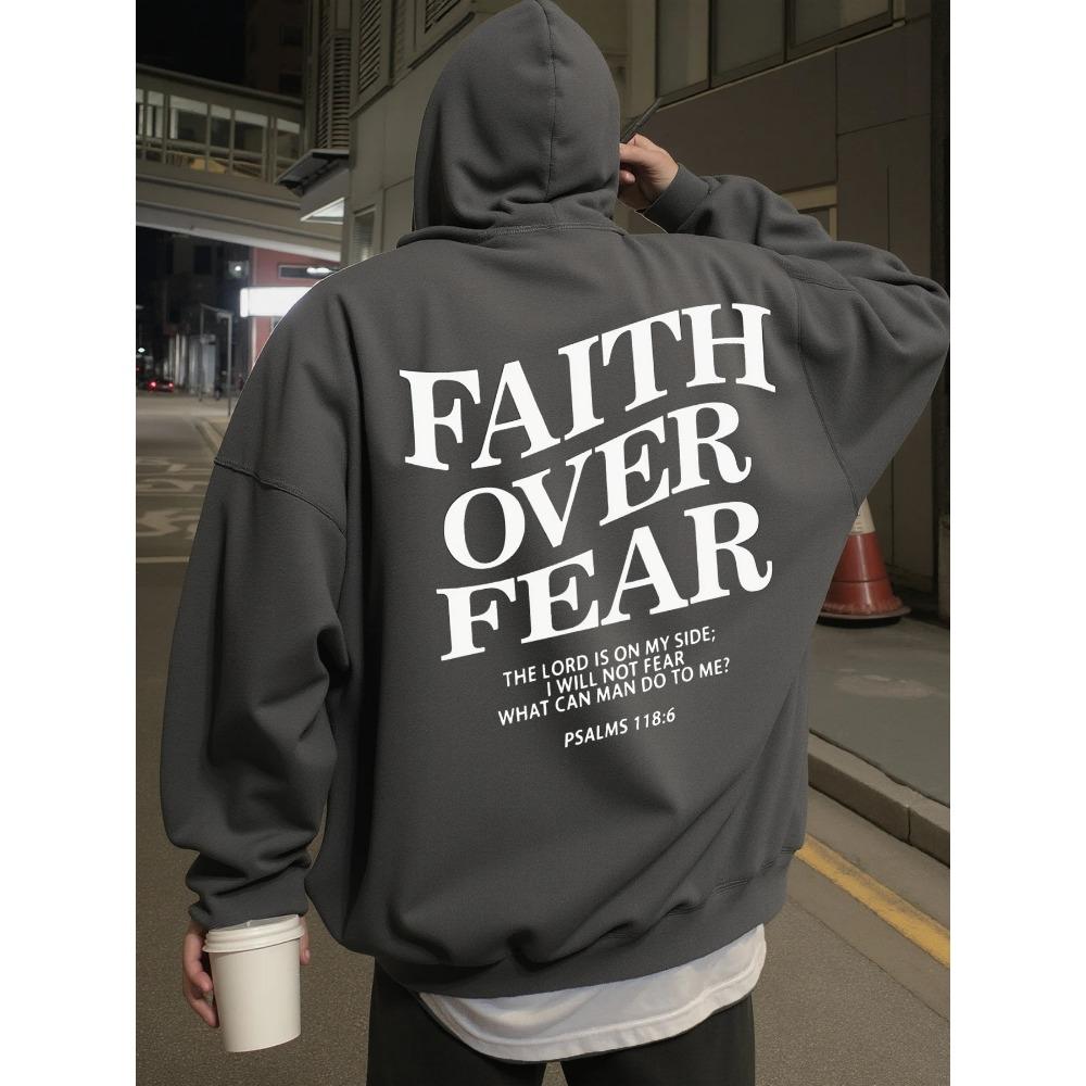 Hoodie for Men Women Street Wear Faith Over Fear Design Graphic Hoodies Wearing in Spring Autumn and Winter Sweatshirt