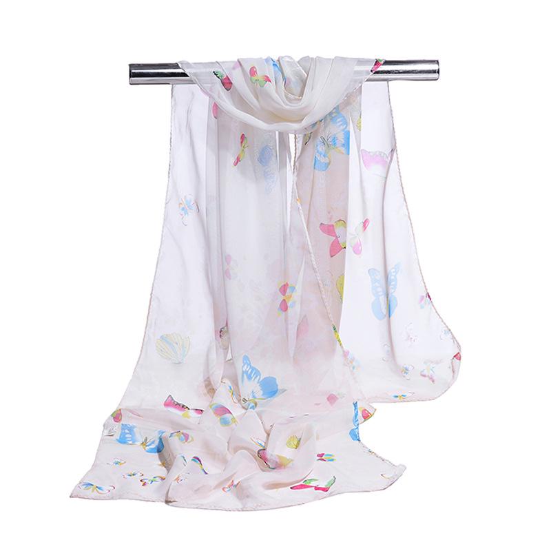 2026 Silk Chiffon Women's Scarf: Korean Style, Versatile, Long, and Thin for Spring, Autumn, Beach, or Winter Decoration