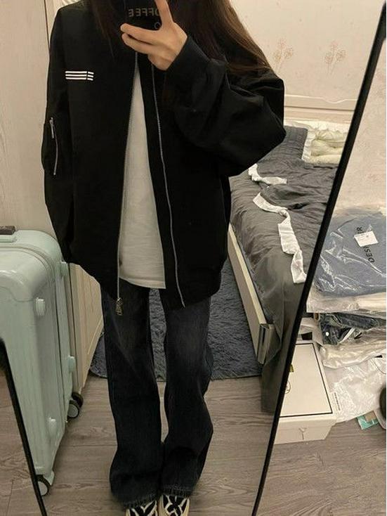 

Женская повседневная куртка-бомбер с вышивкой флага, весна/осень 2025 Spandex