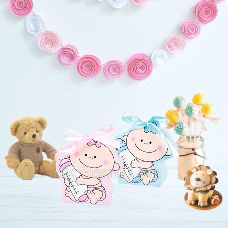 12 Stück Babyflaschen-Papier-Geschenkbox für Mädchen und Jungen für Geburtstagsparty-Dekorationen für Kinder
