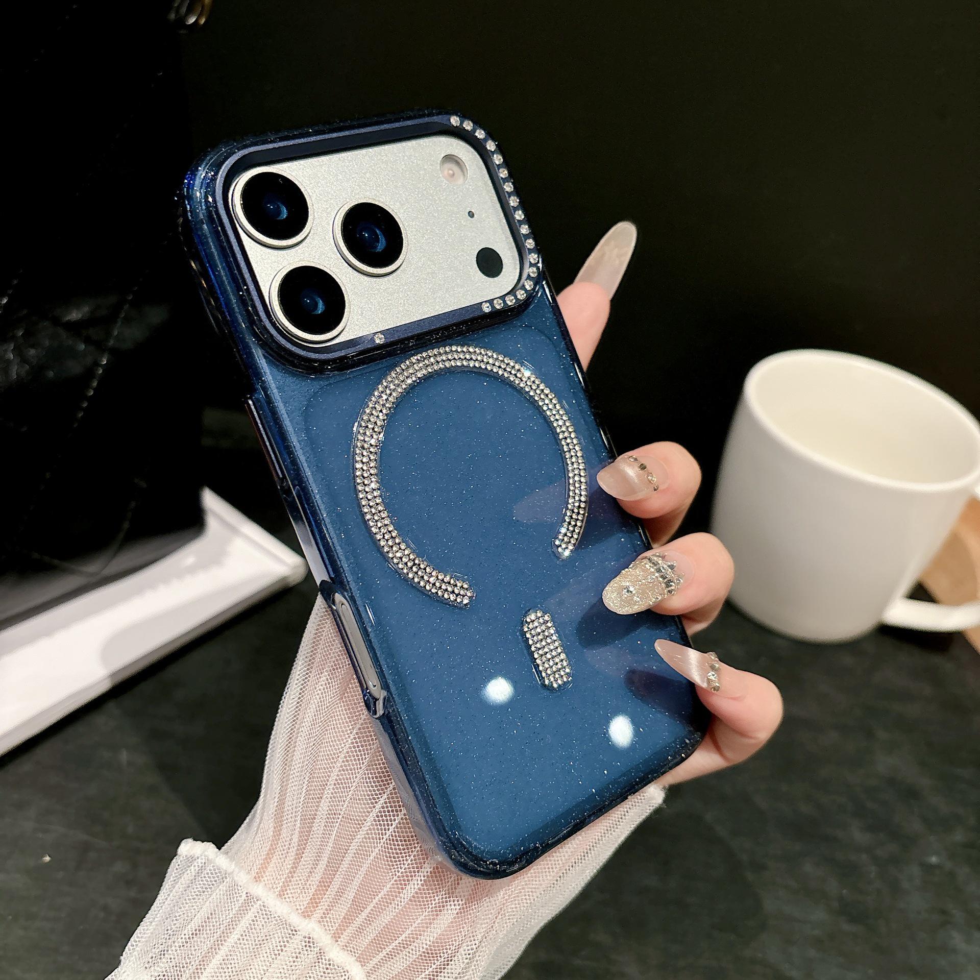 Starry Sky Glitter Magnetic Phone Case for iPhone 17 Pro Max, Rhinestone Drop-Proof Protective Cover. iPhone 17 Pro