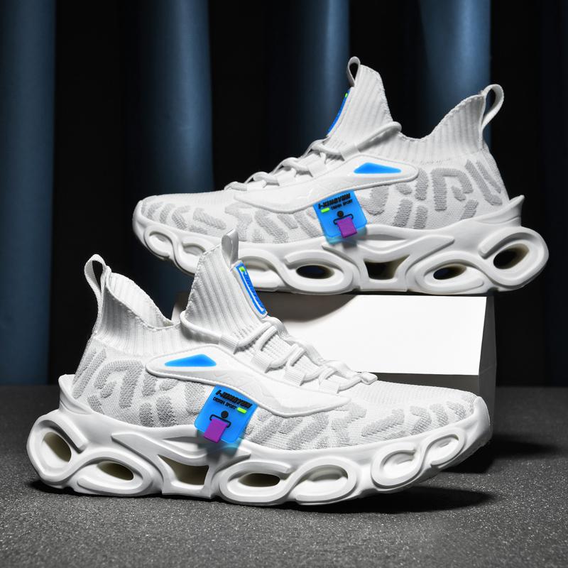 

Кроссовки для бега для молодых мужчин 2025 года, спортивная обувь с толстой подошвой и сеткой, большой размер, повседневная баскетбольная обувь для мужчин 40 белый