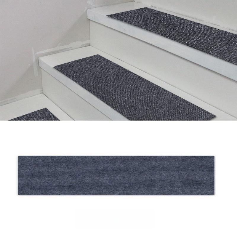 

1PC Rubber-backed Stair Mat Step Pad Non-slip Self Adhesive Stair Mat Set Washable Wear-resistant Step Rug with Contrast for Saf 1pc темно-сірий колір
