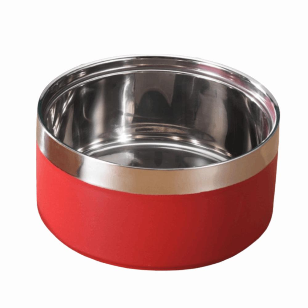 

Stainless Steel Pet Bowl Double Layer Dog Feeding Bowl Thickened Dog Cat Food Water Bowls Puppy 14cm красный