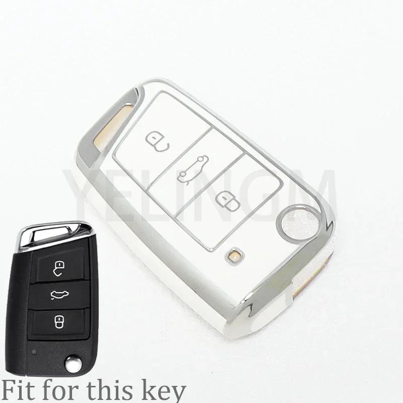 Tpu Car Shell Fob Key Case Full Cover For Vw Volkswagen Golf 7 Mk7 Tiguan Mk2 For Seat Ateca Leon Fr 2 Ibiza For Skoda Octavia