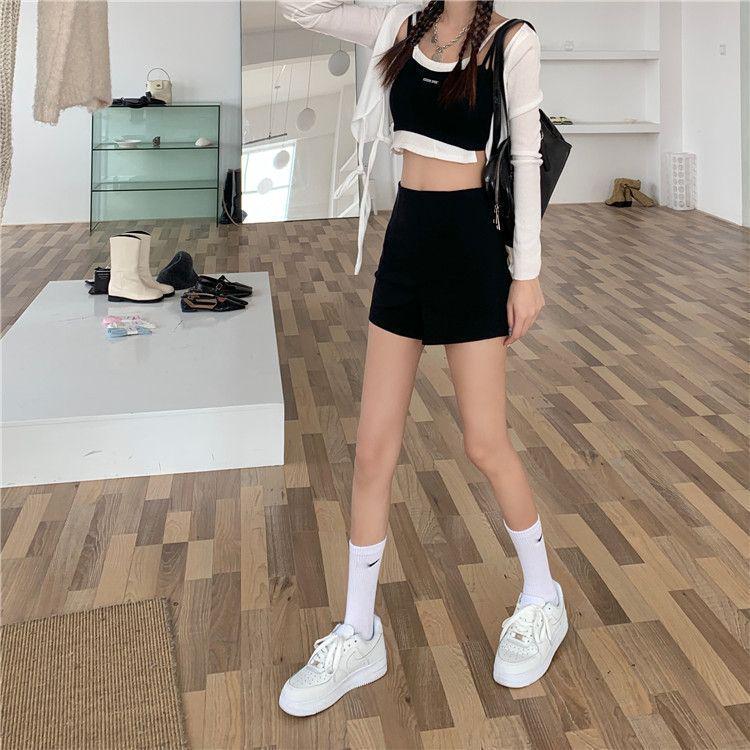 Black High-Waist Slimming A-Line Hotpants for Women