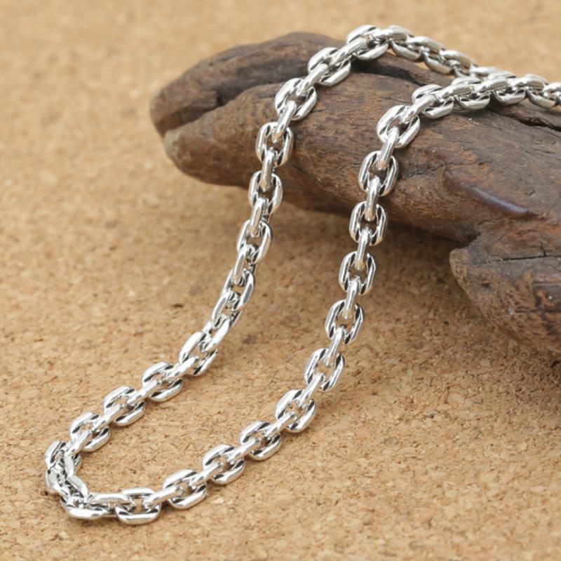Pomoiii Women's Silver Pure 3Mm Necklace S925 Sterling Jewelry Square Men Necklace Chain 925 Round Chain Necklace