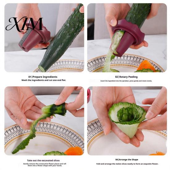 Vegetable Flower Curler Spiral Curler, Stainless Steel Blade Handheld Twister, Creative Peeler Rotatable Fruit Cutter for Carrots Cucumbers And