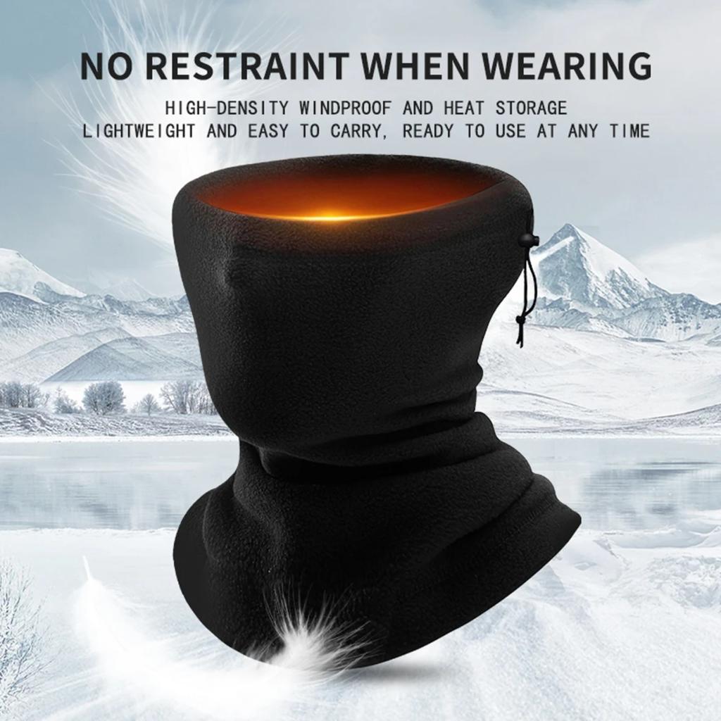 Unisex Polar Fleece Motorcycle Ski Mask Windproof Thickened Drawstring Winter Face Cover,for Outdoor Activities