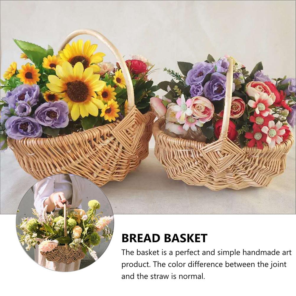 1Pcs Hand Knitting Wooden Fruit Basket Natural Woven Storage Basket for Bread Snacks Easter Egg Vegetable Serving Home Decor 26X25.5X16CM