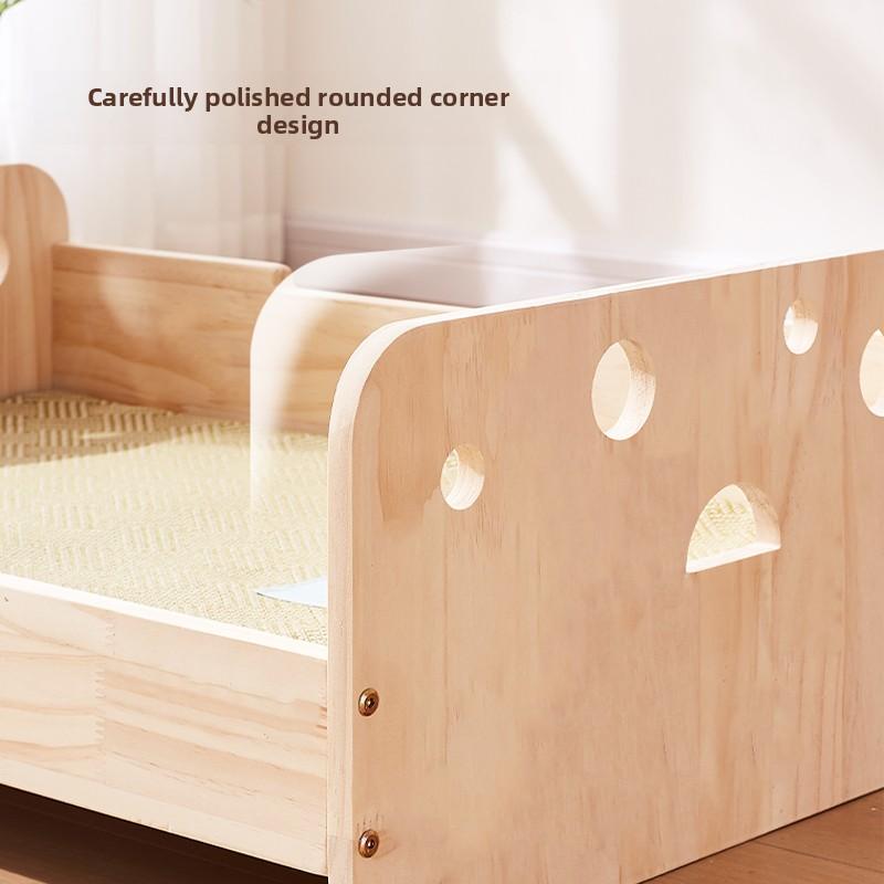Elevated Wooden Dog Bed Breathable Moisture-proof Pet Nest Four Season Universal Cat House Stylish Design Kennel for Indoor