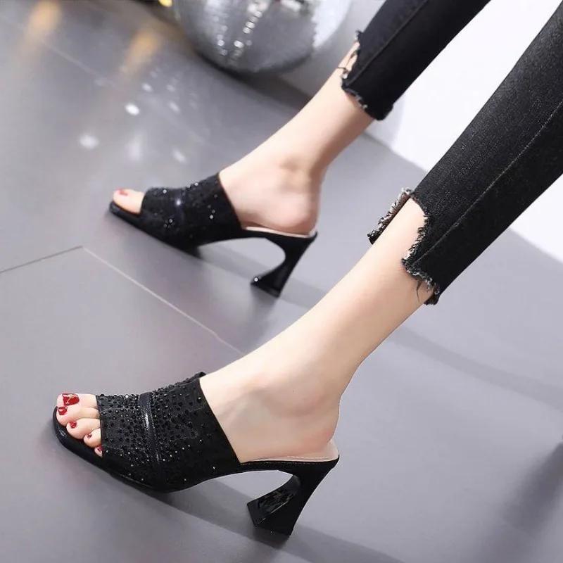 Fashion With Heel Shoes for Women Mesh Sandals Summer Footwear On Offer 39 Slides Promotion H Sandal 2025 Unique Sale Pvc Woman Slippers