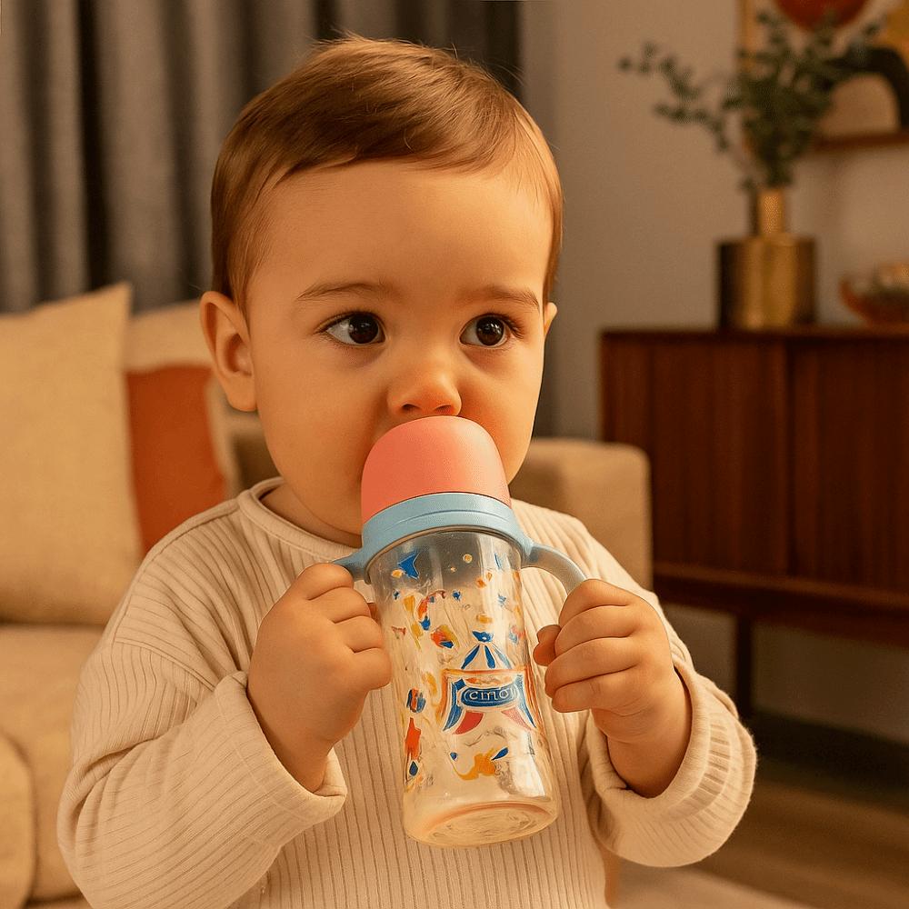 Animal Pattern Newborn Bottle with Handle Baby Feeding Bottle Cute Toddler Milk Cup  Baby Feeding