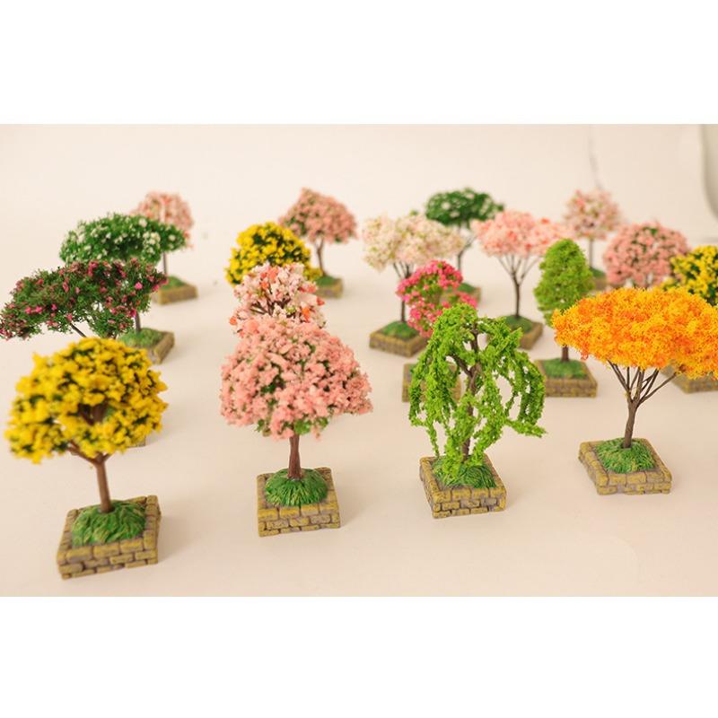 Doll House Mini Garden Simulation Cherry Blossom Willow Tree Landscaping Plant Ornaments Micro Landscape Sand Table Scene Prop Model