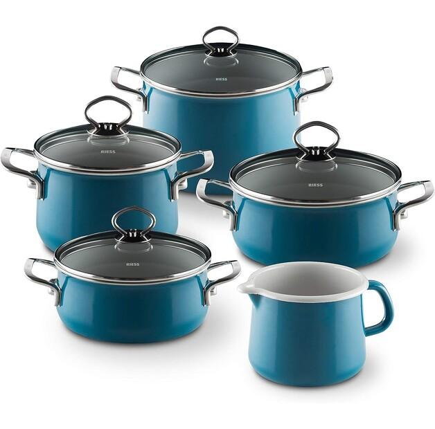Сотейник Riess Nouvelle Aquamarine со стеклянной крышкой 16 см 1 л (0707-010)