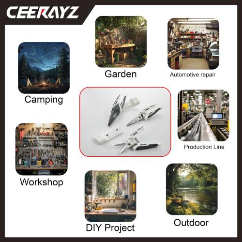 CEERAYZ 185mm Notched Scissors, Multipurpose Heavy-Duty, Made with 420 Japanese Stainless Steel, Industrial and All-Purpose Scissors for Metalworking,