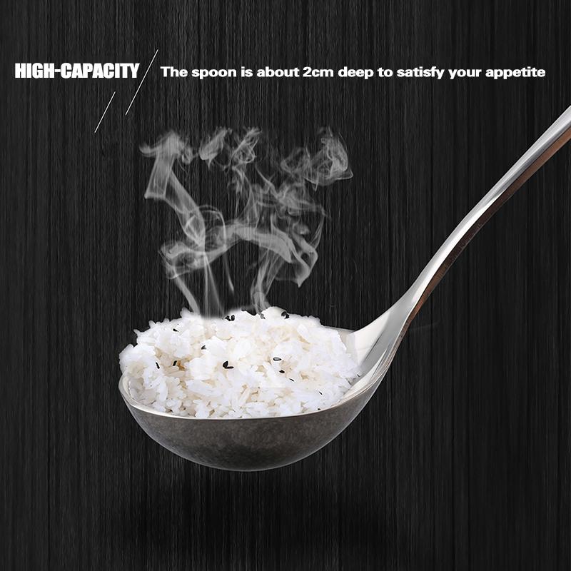 Stainless Steel Kitchen Spoons Thickened Large Capacity Tablespoon Long Handle Soup Congee Spoon Tableware For Sauce Broth Gravy