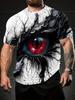 3D Eye Art Print Men'S Round Neck T-Shirt – Summer Casual Fashion, Breathable Outdoor Wear for Running And Gym, Stylish Streetwear Top, Perfect Gift