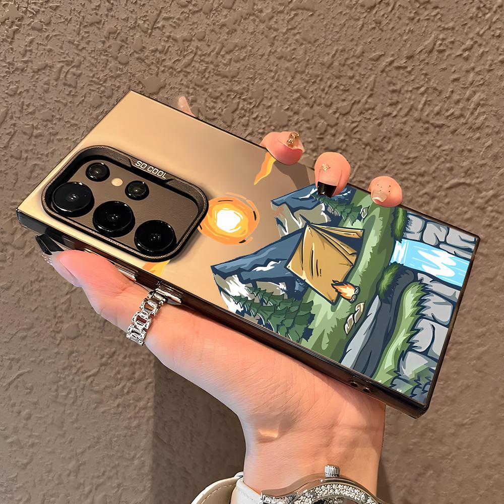 Mountain Graffiti Phone Case For Samsung Galaxy S25 Edge S24 S23 S22 S21 S20 Ultra Funda Silicone Silver Cover