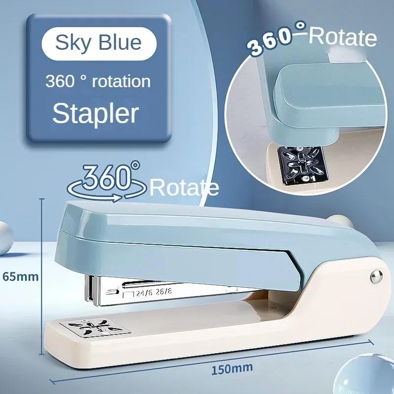 Large 360 Degree Rotatable Stapler for Students Home Office Use Stapling Machine Strong Clutch Large Capacity Staple Extractor