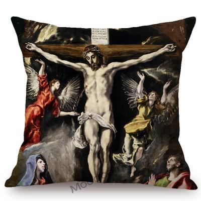 El Graco Famous Oil Painting Jesus Virgin Maria Christian Art Religion Church Decoration Sofa Pillow Case Linen Cushion Cover