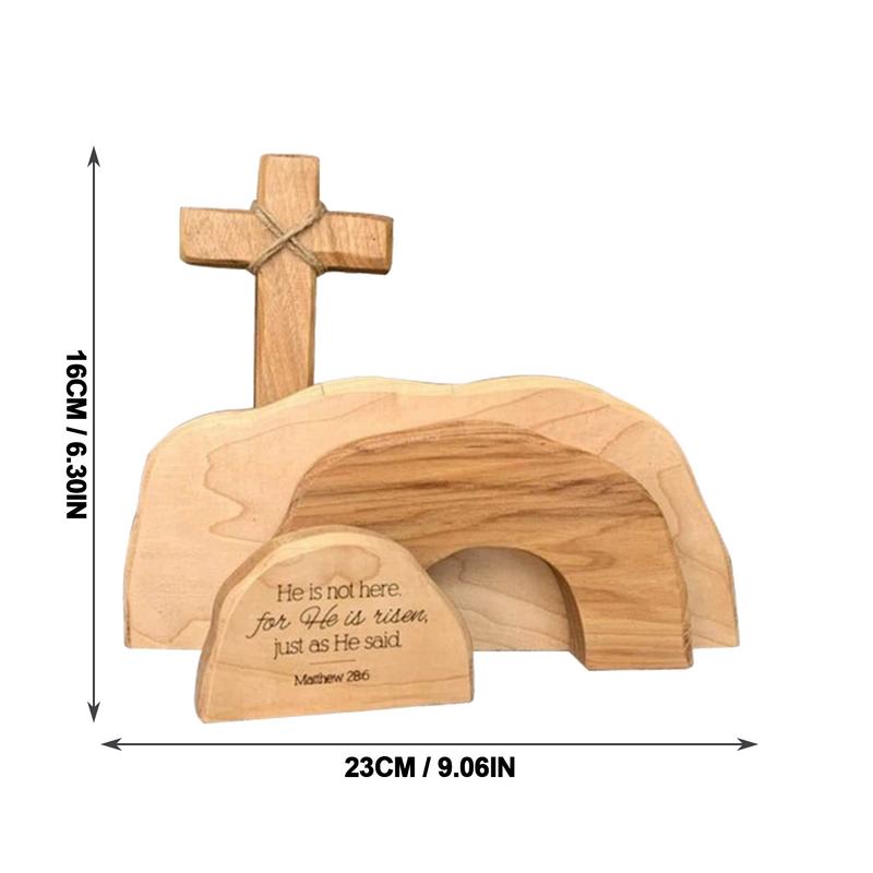 Easter Resurrection Scene Christ Figurine Decoration Wooden Tiered Tray Kit Handcrafted Jesus Nativity Sign For Home Church