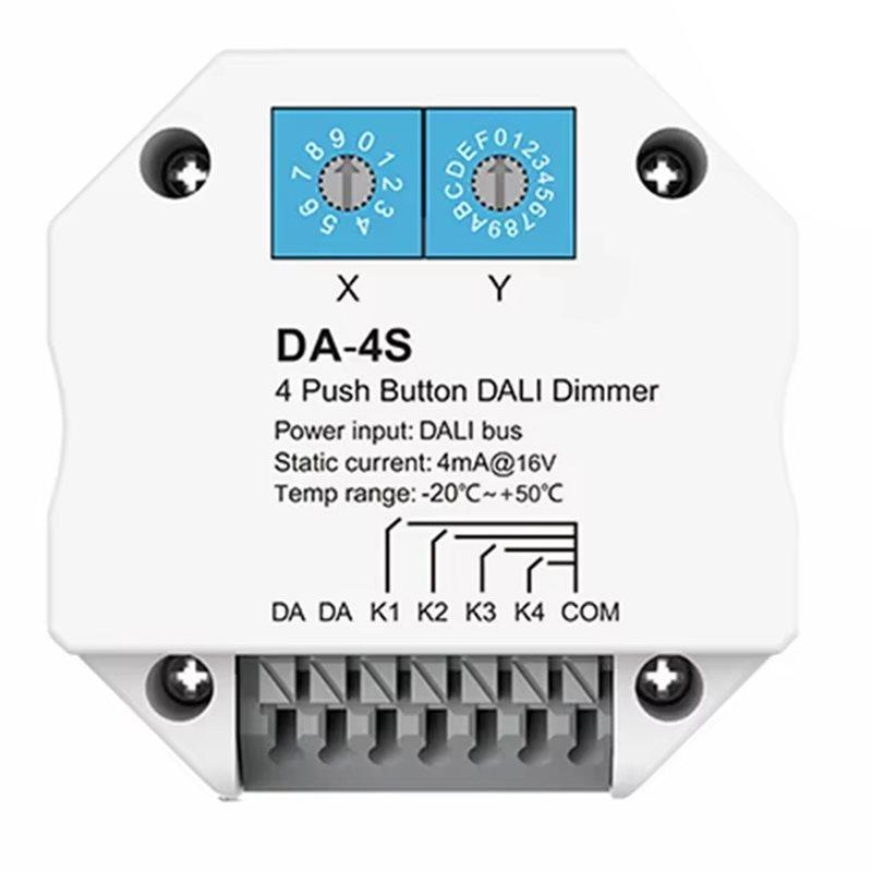 Da-4S Encoded DALI Signal 4 Push Button Dimmer Works DALI Master/Bus Power Supply Switch For LED Lights- Address Selection 3