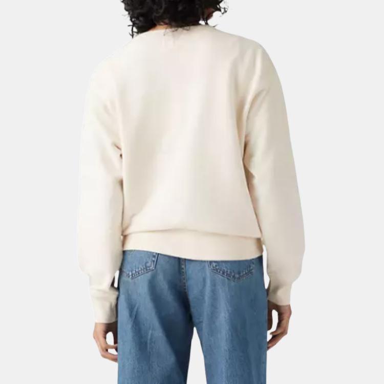 Levis Simple Comfortable Versatile Casual Round Neck Loose Long Sleeve Sweatshirt Women sweatshirt White A7288-0038