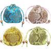 Drawstring Pouch Small Item Holder Japanese Pattern Mini Satin Set Style Accessory (4 Pieces B)
