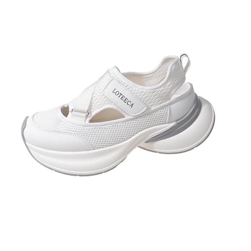

Модная женская обувь 2024 года, новые эластичные женские вулканизированные туфли на весну и осень, дышащие сетчатые однотонные кроссовки на низком каблуке для повседневных прогулок 40 белый