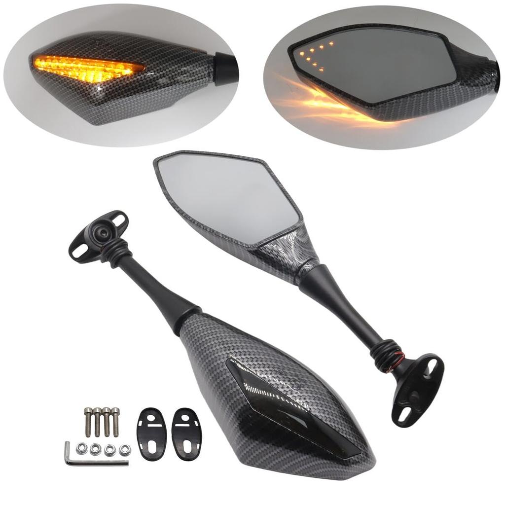SZYUMO Motorcycle Mirrors and LED Turn Signals for Honda CBR1000 and CBR250R CBR600, CBR900, RR, CBR300R, CBR500R, (A)