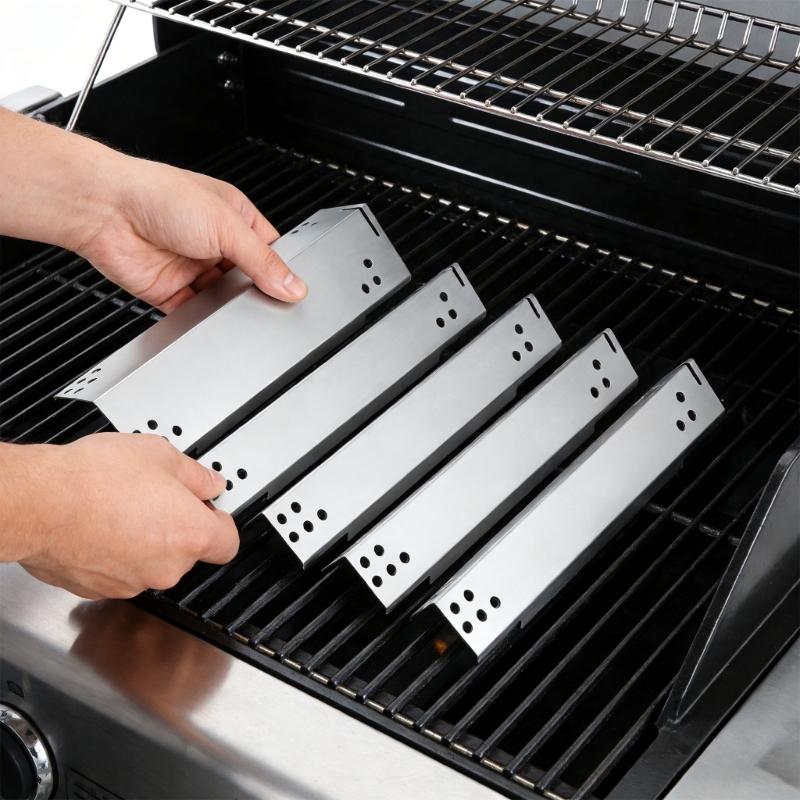 5 Piezas Placas de Calor para Parrilla Acero Inoxidable Placa de Calor de Repuesto para Parrilla DGH474CRP Piezas de Reparación 70-02-412 Placas de Calor