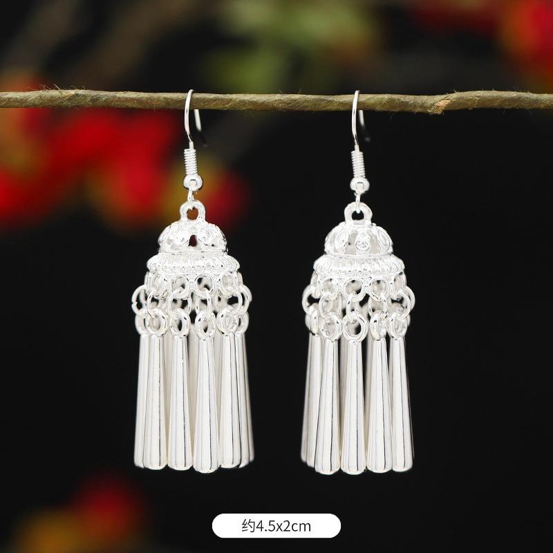 Miao Yin earrings retro exotic niche design long fringed earrings medium earrings women