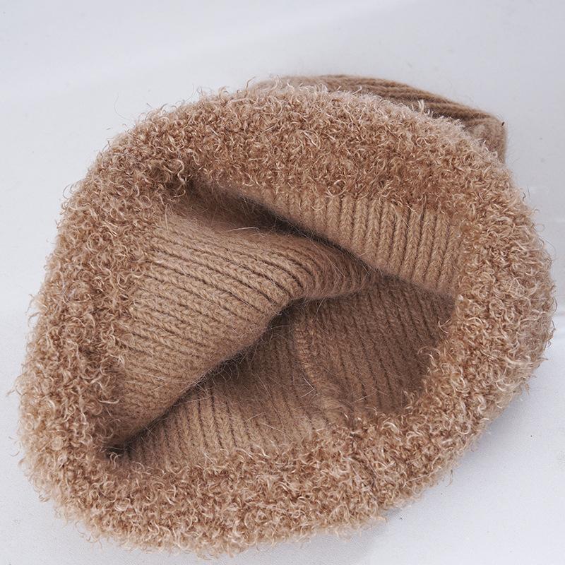 Women's New Rabbit Fur Warm Knitted Hat Korean Style Trendy Versatile Big Head Windproof Ear Protection Wool Hat Men