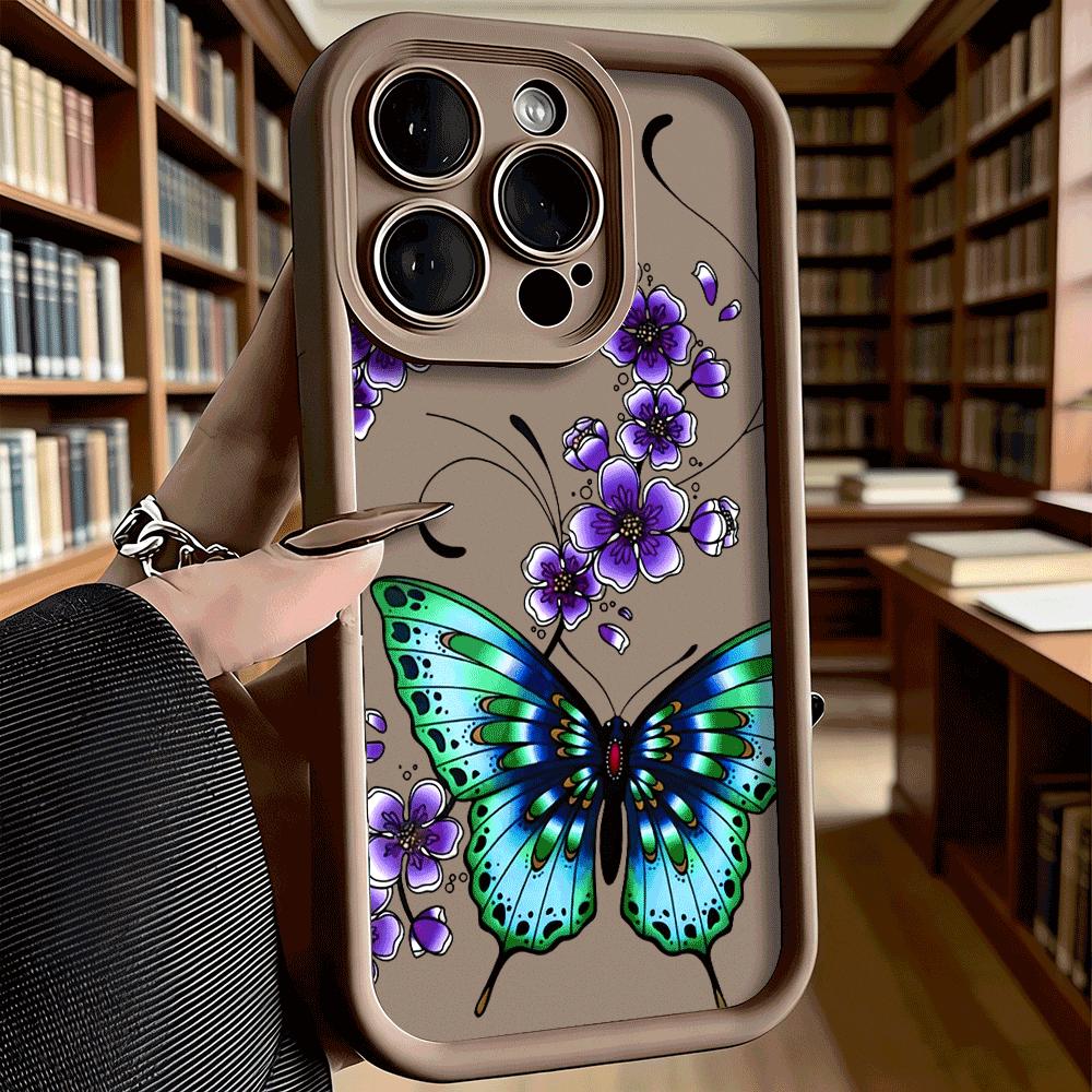 Blue Butterfly Purple Flower Art Soft Shockproof Case For Xiaomi Redmi Note 15 14 13 12 11 Pro Anti-Fall Protective Back Cover