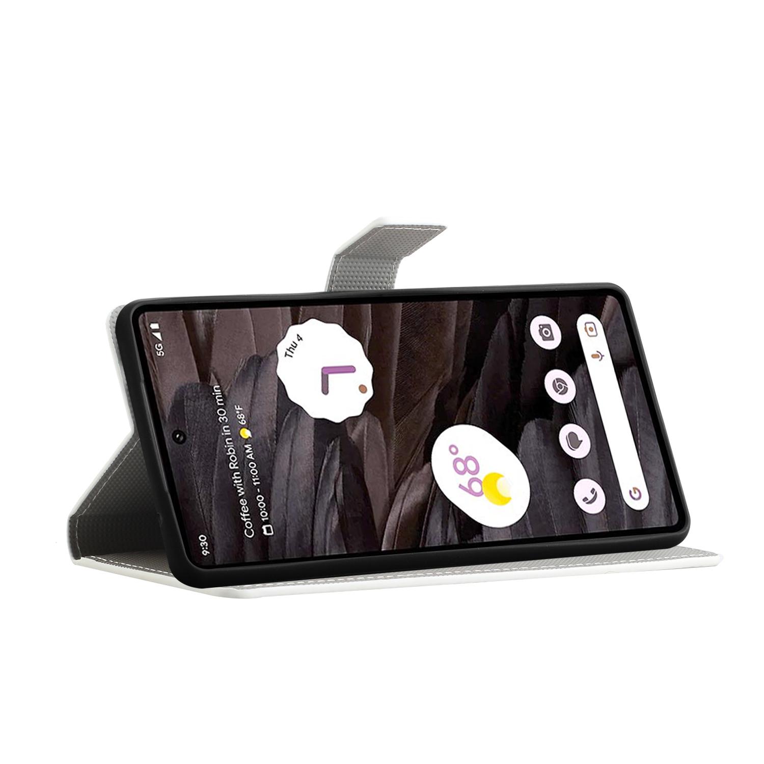 

For Google Pixel 8a PU Leather Case Pattern Flip Stand Phone Cover Plum Blossom