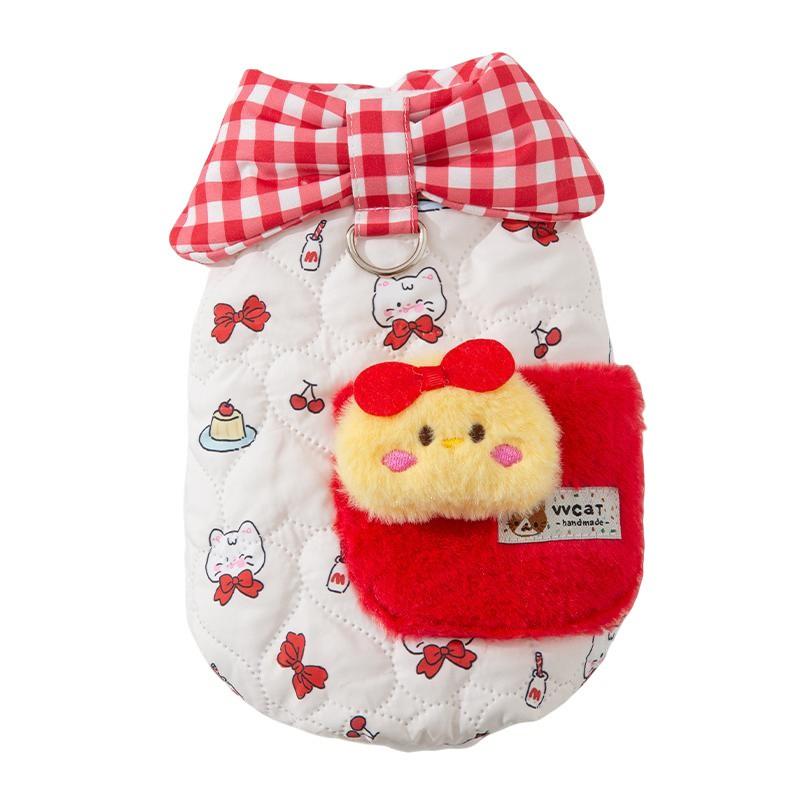 Pet Dog Vest Warm Fleece Harness Coat Small Dogs Cats Teddy Cute Two-Legged Outfit XS To XL