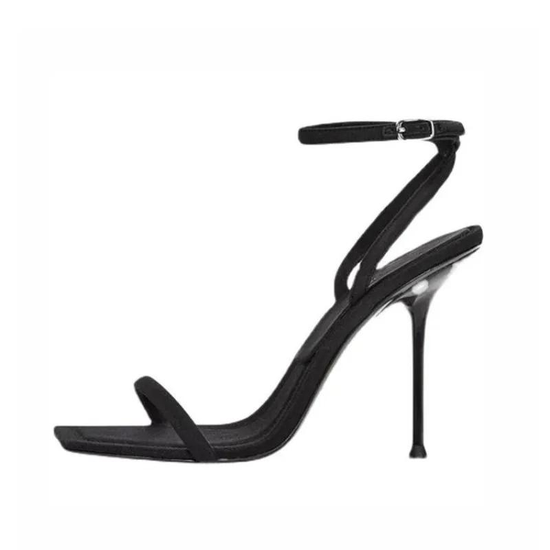 Fashion Shoes for Women Buckle Strap Solid Women's Sandals Peep Toe Thin Heels Super High Pump Women Square Toe Heeled Sandals
