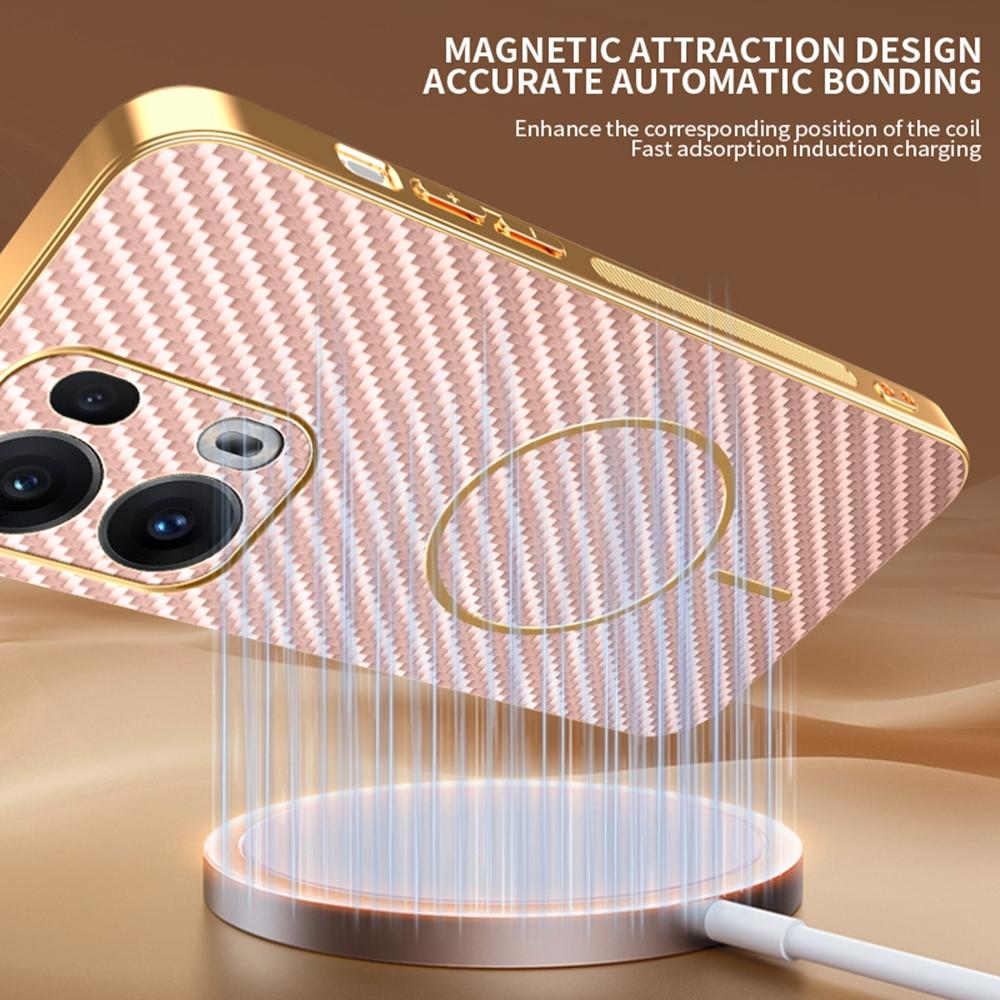 For Oppo Reno13 Pro 5G Phone Case Carbon Fiber Textured Electroplated TPU Back Cover