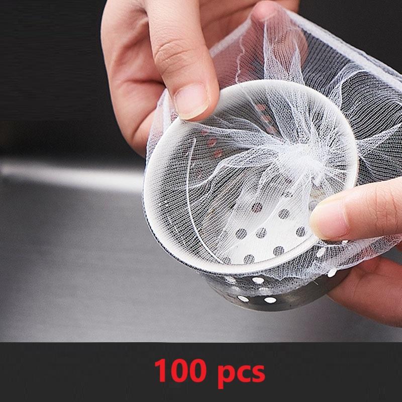 

100/200 шт. Фильтр для мойки с мелкой сеткой, одноразовый, для канализации, для мусора, сетчатый мешок, предотвращающий засорение, сливное отверстие, предотвращающее блокировку