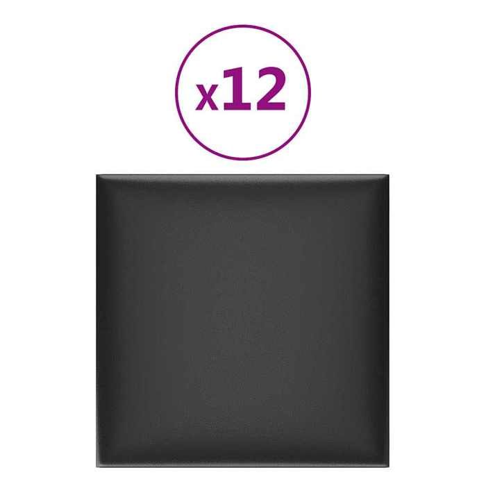 VidaXL Panneaux muraux 12 pcs Noir 30x30 cm Similicuir 1,08 m² 343799