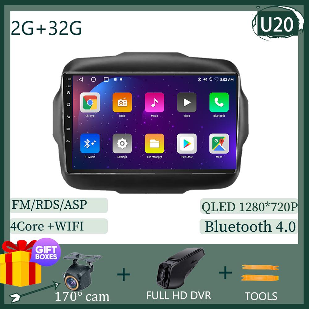 For Jeep Renegade 2016 2017 2018 2019 2020 Android 13  Multimedia Video Player Navigation Stereo NO 2DIN DVD 5G WIFI HDR Screen