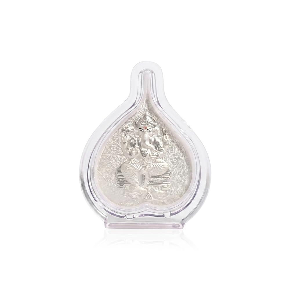 Pure 999 Silver Ganesh Ji Idol Frame | Home Temple, Office, Puja Room